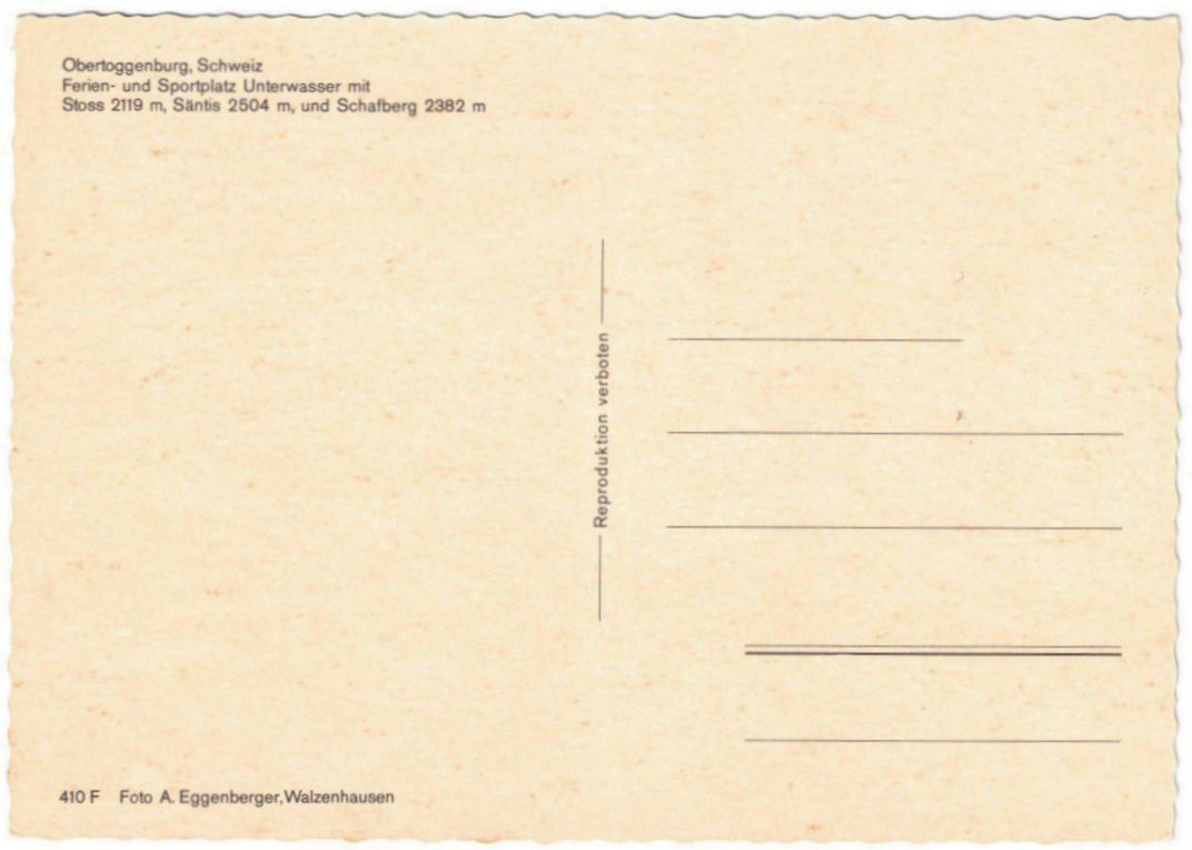 Cartoline postali: Unterwasser - Standseilbahn Iltios – Usato da Binningen venduto da Mountainrider 1