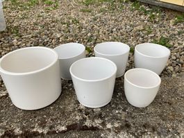6x Übertöpfe weiss