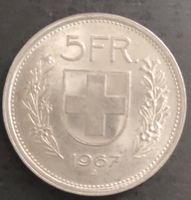 Schweizer 5 Franken Münze. Jahrgang 1967 