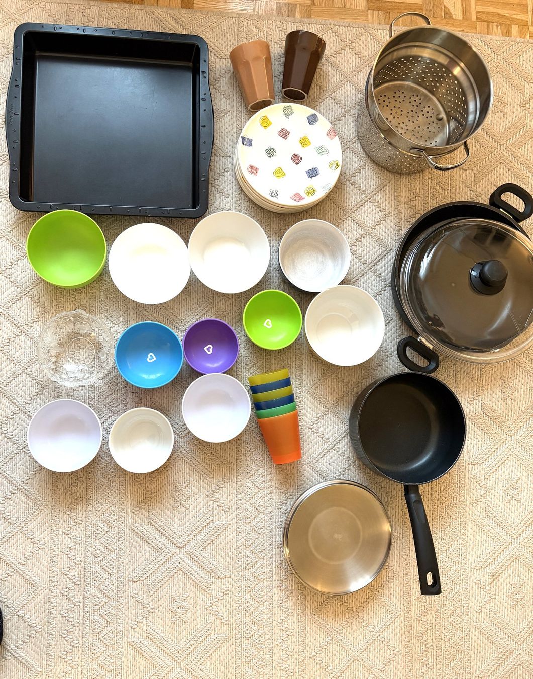 Set di piatti: Pfannen ,Teller, Kaffeetassen, Schüsseln, Becher, Blech – Usato da Glattbrugg venduto da Ariel012