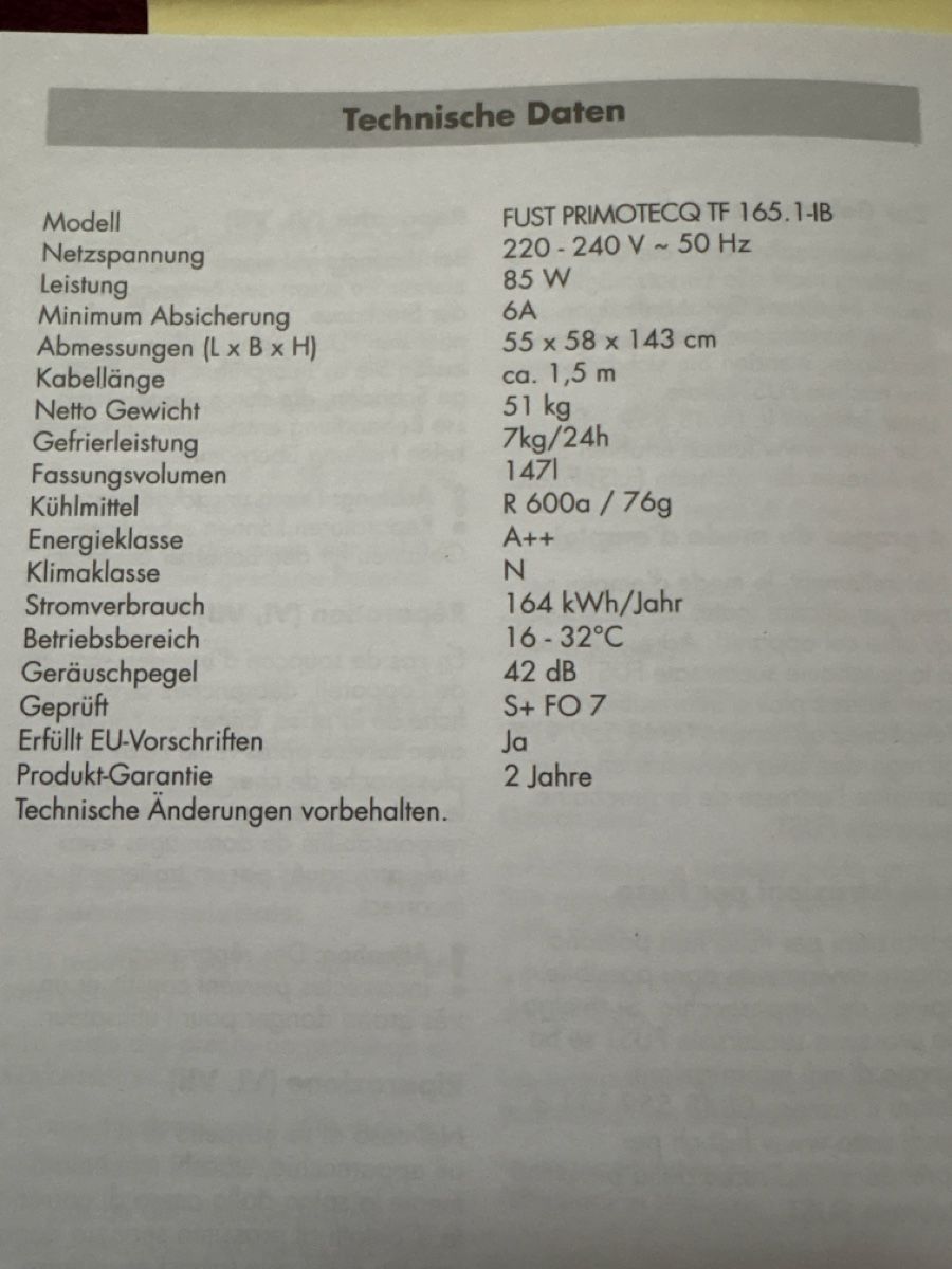 Primotecq Gefrierschrank: Gefrierschrank Primotecq – Gebraucht aus Sisseln AG von Chalcedon27 2