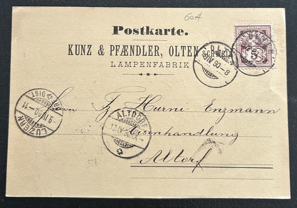 Ansichtskarten: Postkarte mit Werbung Olten  – Gebraucht aus Horw von Tellbub