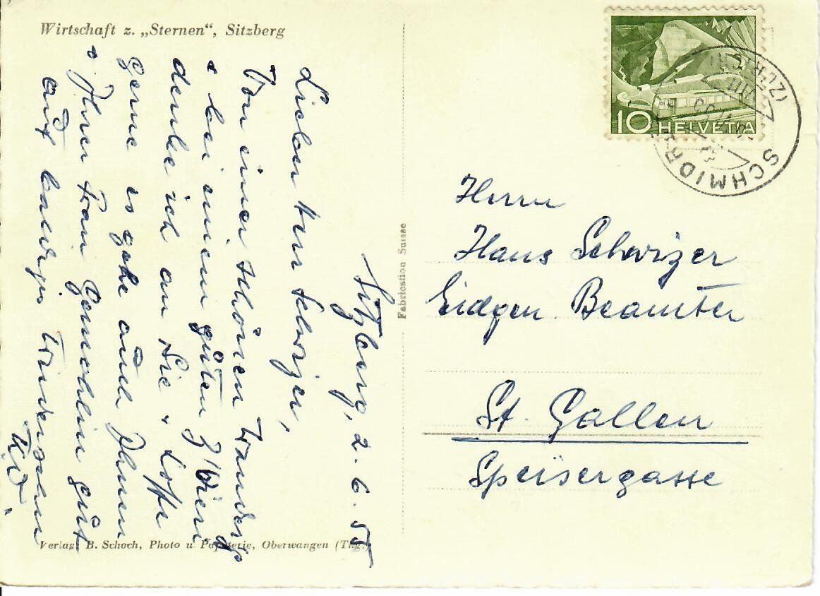 Cartoline postali: Wirtschaft z. Sternen Sitzberg – Usato da Hochdorf venduto da Ziegel-16 1
