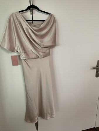 Amsale Asymmetrical Shoulder Midi Dress