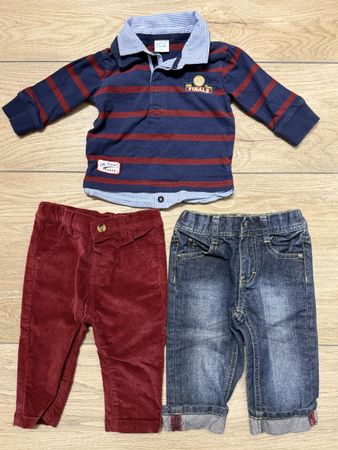 Set für Babyjungen: Polohemd und 2 Hosen, Größe 68 🦊