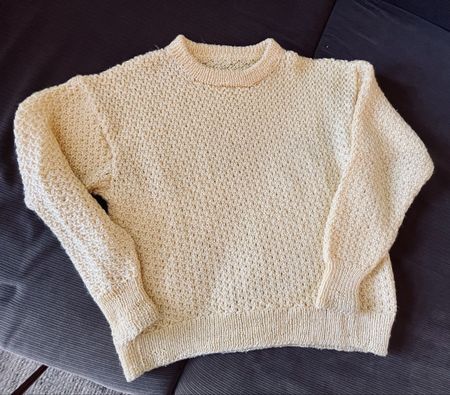 Handgestrickter Damenpullover | Gelb / Creme -Strukturmuster