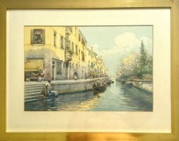 Aquarell von Millo (Camillo) Bortoluzzi (1868–1933) Venedig