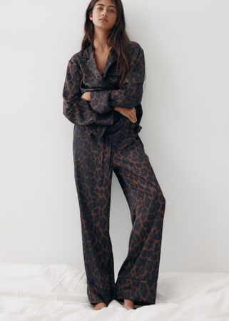 💕H&M💕Leopardenmuster Satin-Pyjama Schlafanzug XS