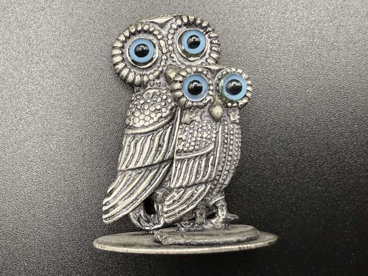 Statuette: Vintage Eulenfigur aus Metall – Usato da Lamone venduto da LaCantinaMagica