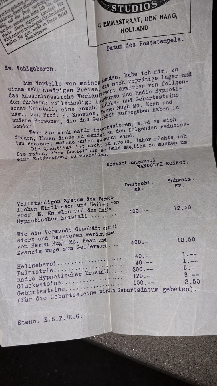 Documenti: Horoskop Dokument um 1915 – Usato da Kölliken venduto da Upcycling-by-Mc-TAM 7