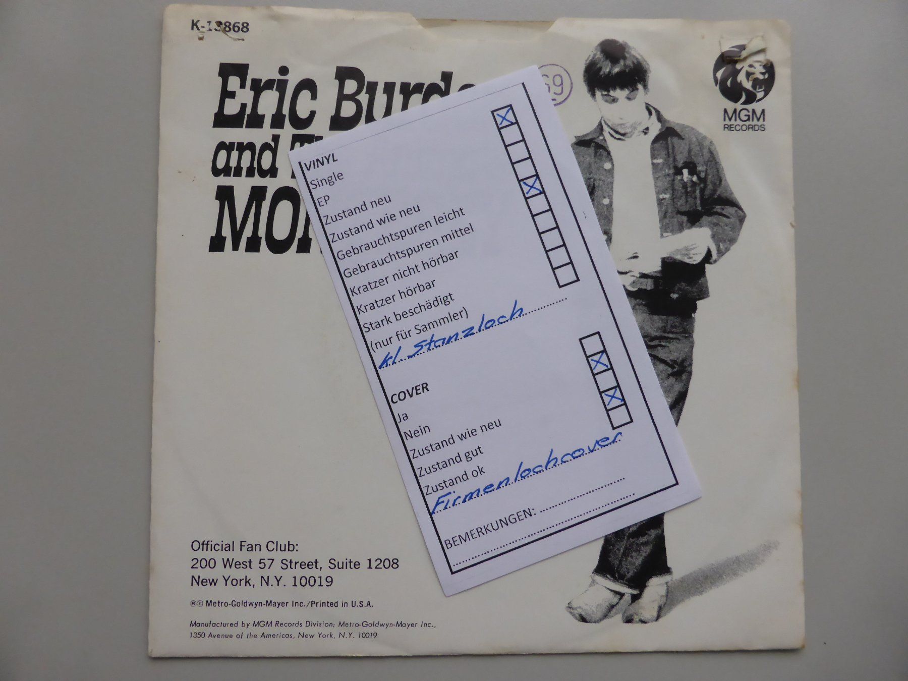 Schallplatten: VINYL SINGLE   ERIC BURDON and THE ANIMALS – Gebraucht aus Küssnacht am Rigi von  4
