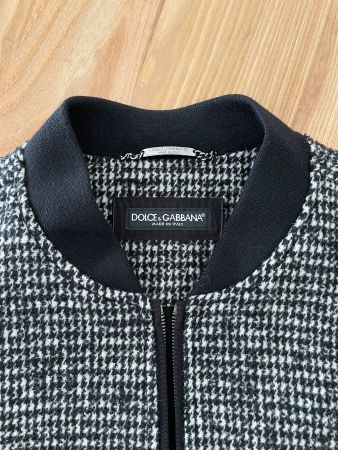 D&G Herren Bomberjacke Jacke Gr. 50 Tweed schwarz weiss