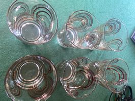 Verres mid century guy fad 6 pcs avec decors or