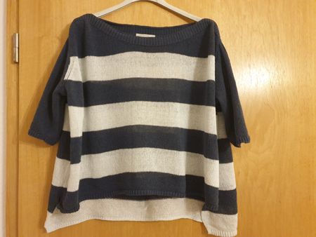 Pull léger rayé NILE, M, 55%lin, 45%coton, très bon état
