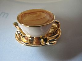 Goldige Kaffee Tasse Brosche,neu, ein Hingucker!