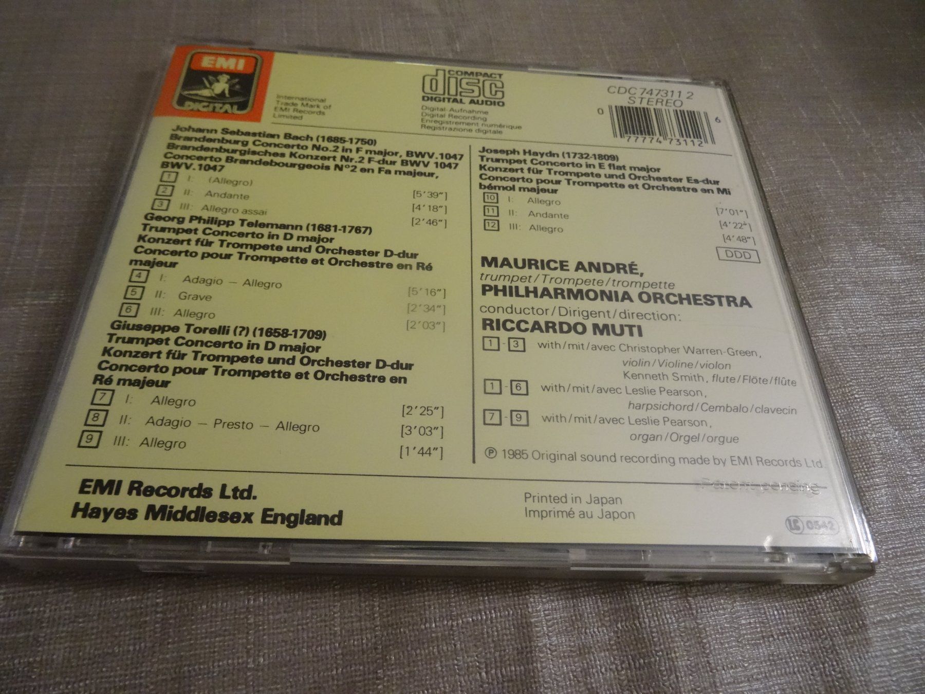 CD: J.S. Bach - Brandenburg Concerto No. 2 etc. Andre Muti CD – Usato da Olten venduto da Disc-Ausverkauf 1