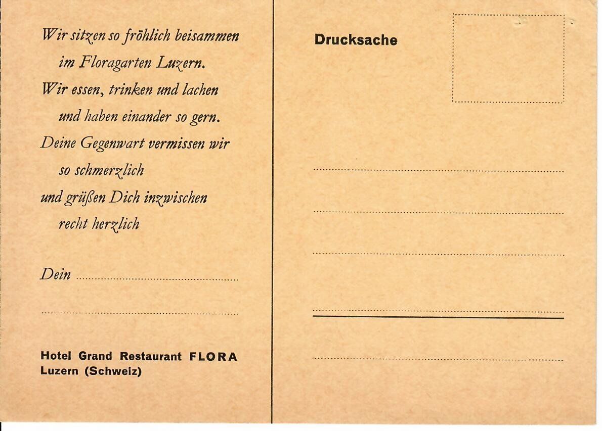 Ansichtskarten: Restaurant Flora  Luzern – Gebraucht aus Hochdorf von Ziegel-16 1
