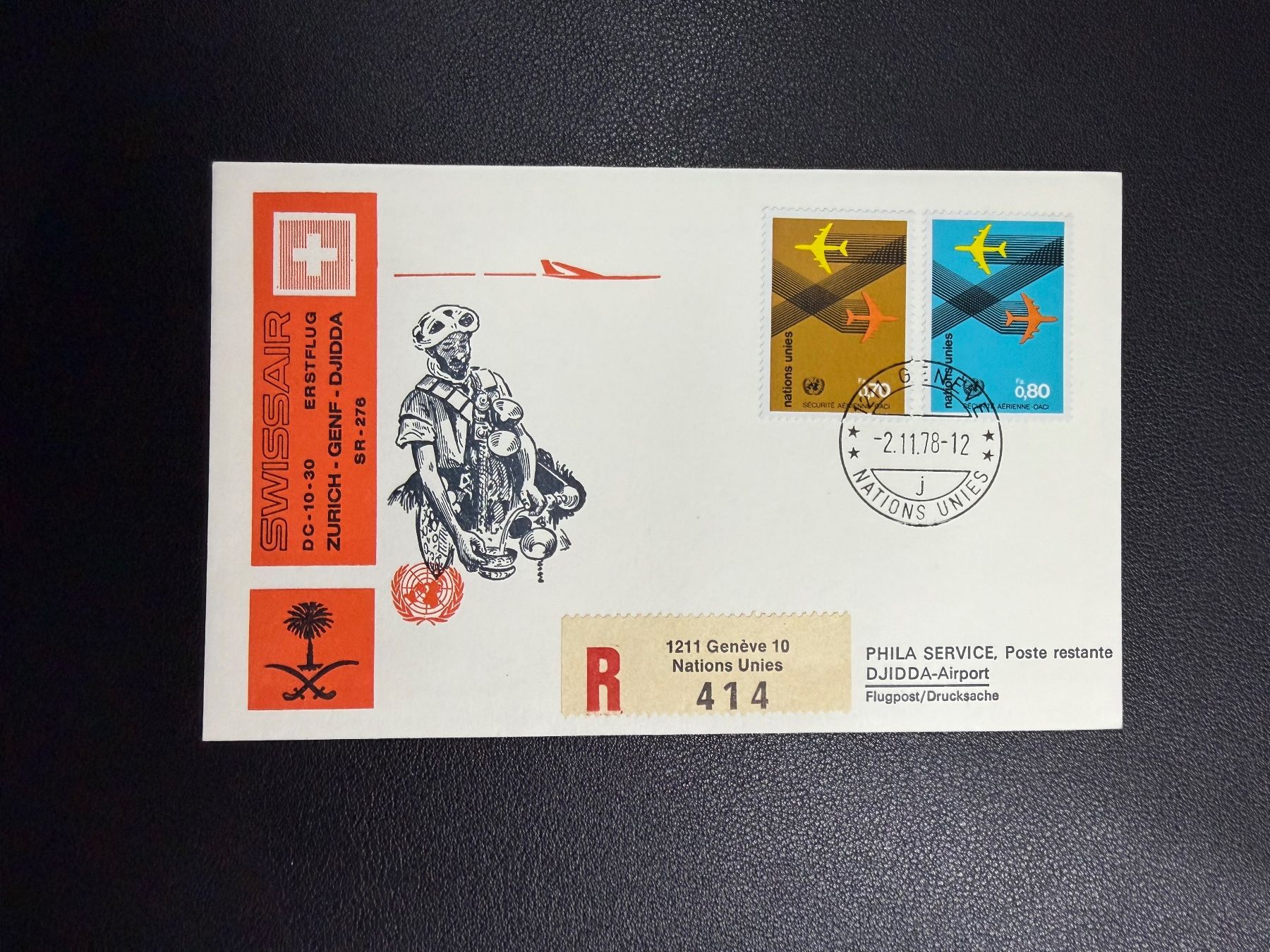 Tutti i francobolli: Swissair Erstflugbrief Genf-Djidda ab UNO 1978 – Nuovo (secondo la descrizione) da oberrüti venduto da jeanmei