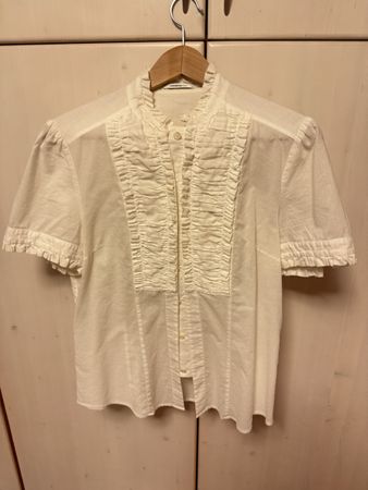 Ambiente Bluse weiss mit Rüschen Grösse 38 Kurzarm