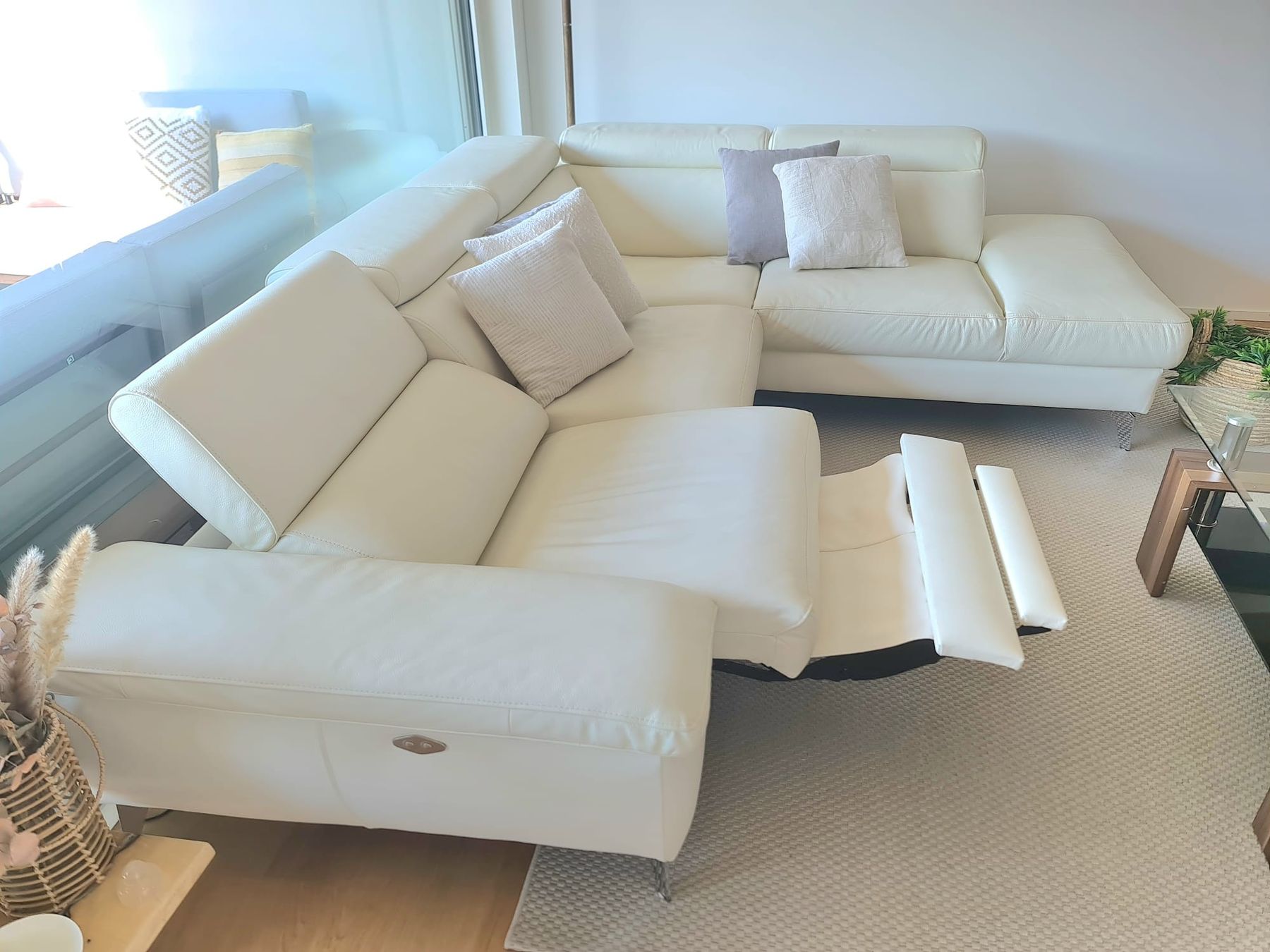 Divani: Ecksofa Leder weiss verstellbar mit Relaxfunktion – Usato da Baar venduto da IsabelaSaavedra2020 1