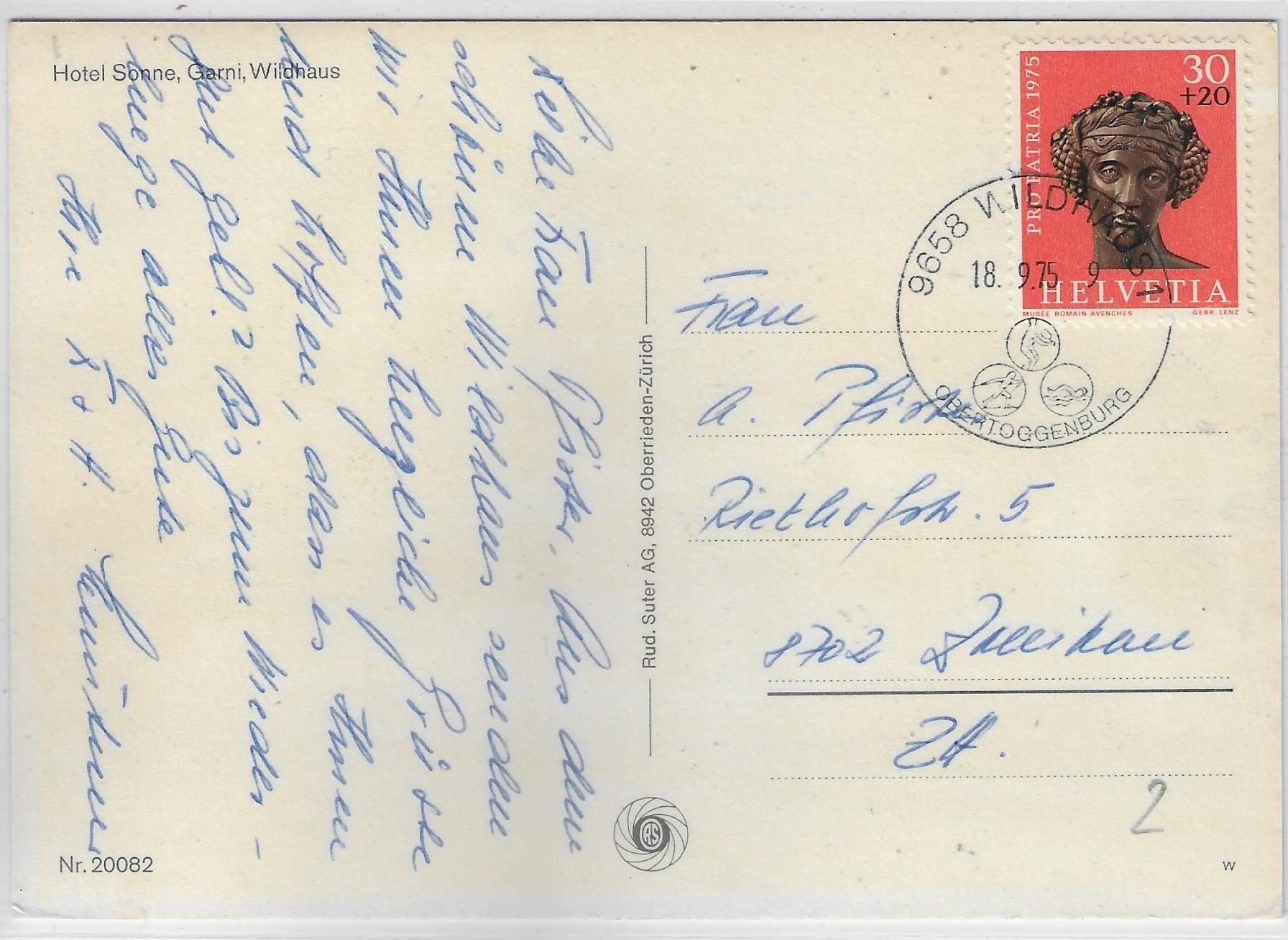 Cartoline postali: Hotel Sonne Garni - Wildhaus – Usato da Ettingen venduto da Kartenplanet 1