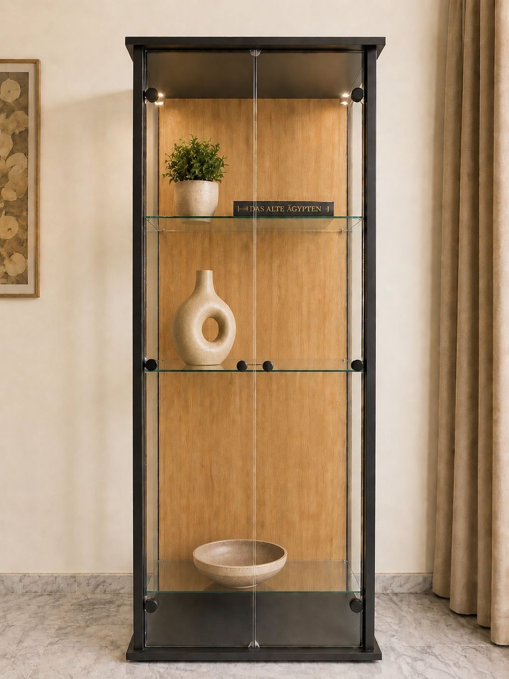 Vetrine: Glasvitrine schwarz/Eiche mit Glastüren 170 cm – Usato da Derendingen venduto da dei_q7cw