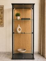 Glasvitrine schwarz/Eiche mit Glastüren 170 cm