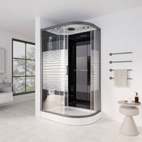 1939 - Dampfdusche ROCK (Cr) - 120x80x220cm (rechts) SCHWARZ