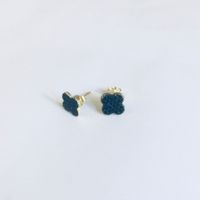 Ohrstecker Silber gold Kleeblatt schwarz 925 Silber 9mm
