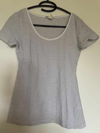 T-Shirt gestreift weiss schwarz Rundhals