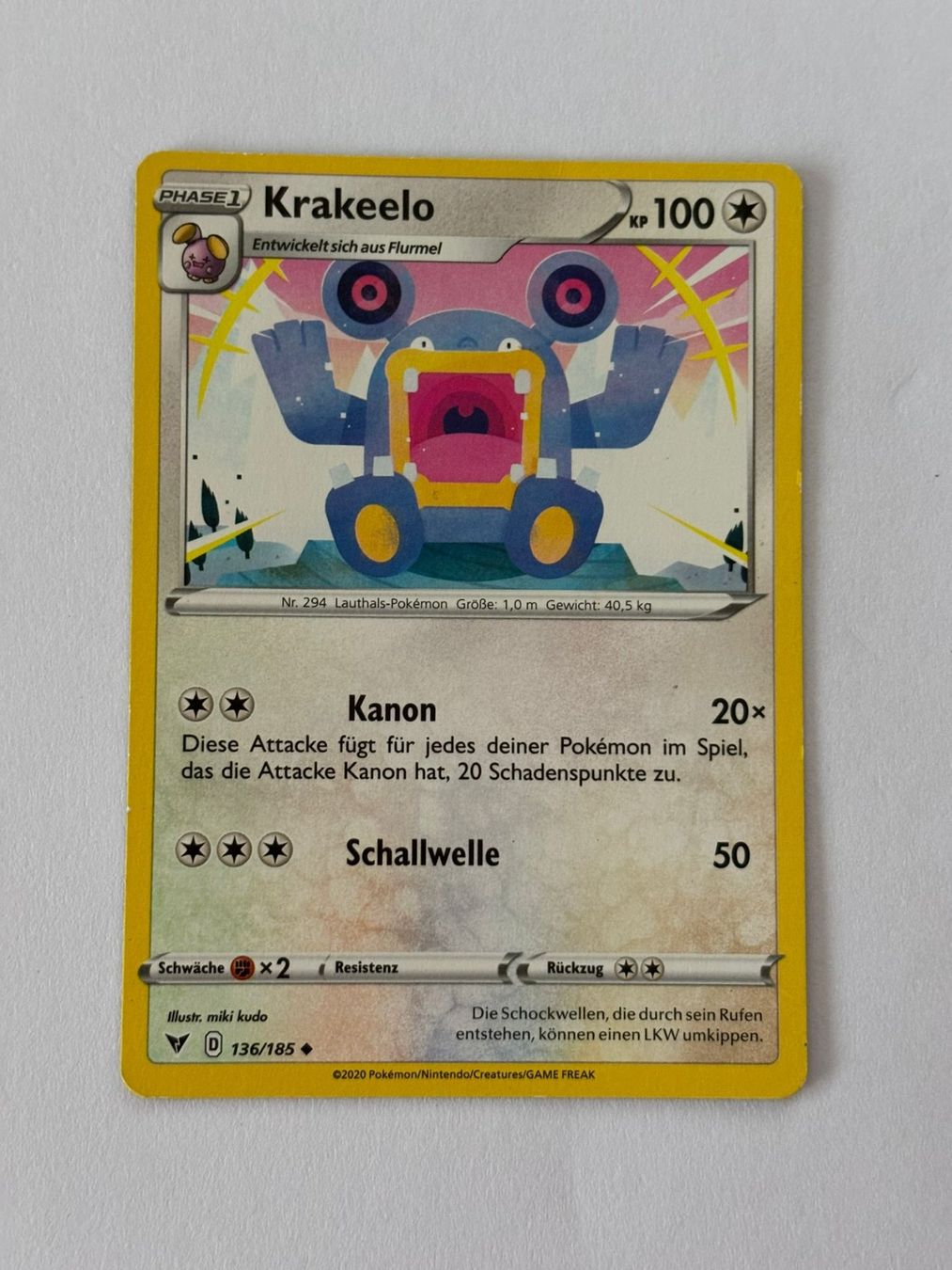 Pokémon Sammelbilder & Trading cards: Pokemon-Karte Krakeelo 136/185 – Gebraucht aus Herisau von Seyashop1