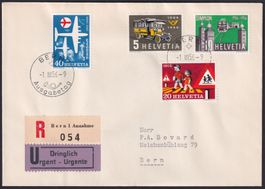 1956, Nr.324-327 auf Luxus-FDC: BERN +PTT-Direktion, 120.-+