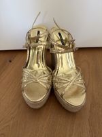 Gold Espadrille Wedge Sandals 