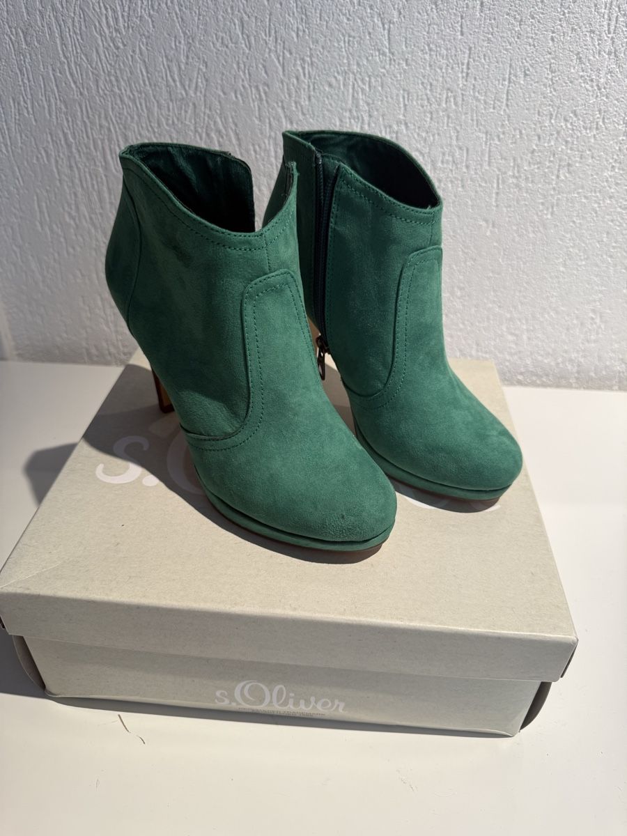 S.Oliver Damenschuhe: S.Oliver Ankle Boots grün Wildleder Gr. 37 – Neu (gemäss Beschreibung) aus Hemmental von val_k2zb 5