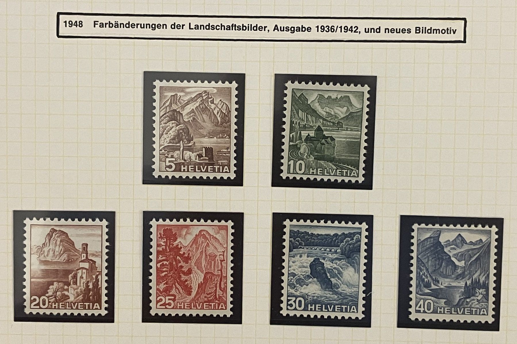 Tutti i francobolli: SATZ LANDSCHAFTEN 1948** – Nuovo (secondo la descrizione) da Oberwil BL venduto da SALOB