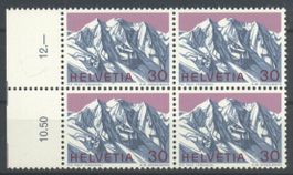 1970, Sondermarke Schweizer Alpen, Viererblöcke, **