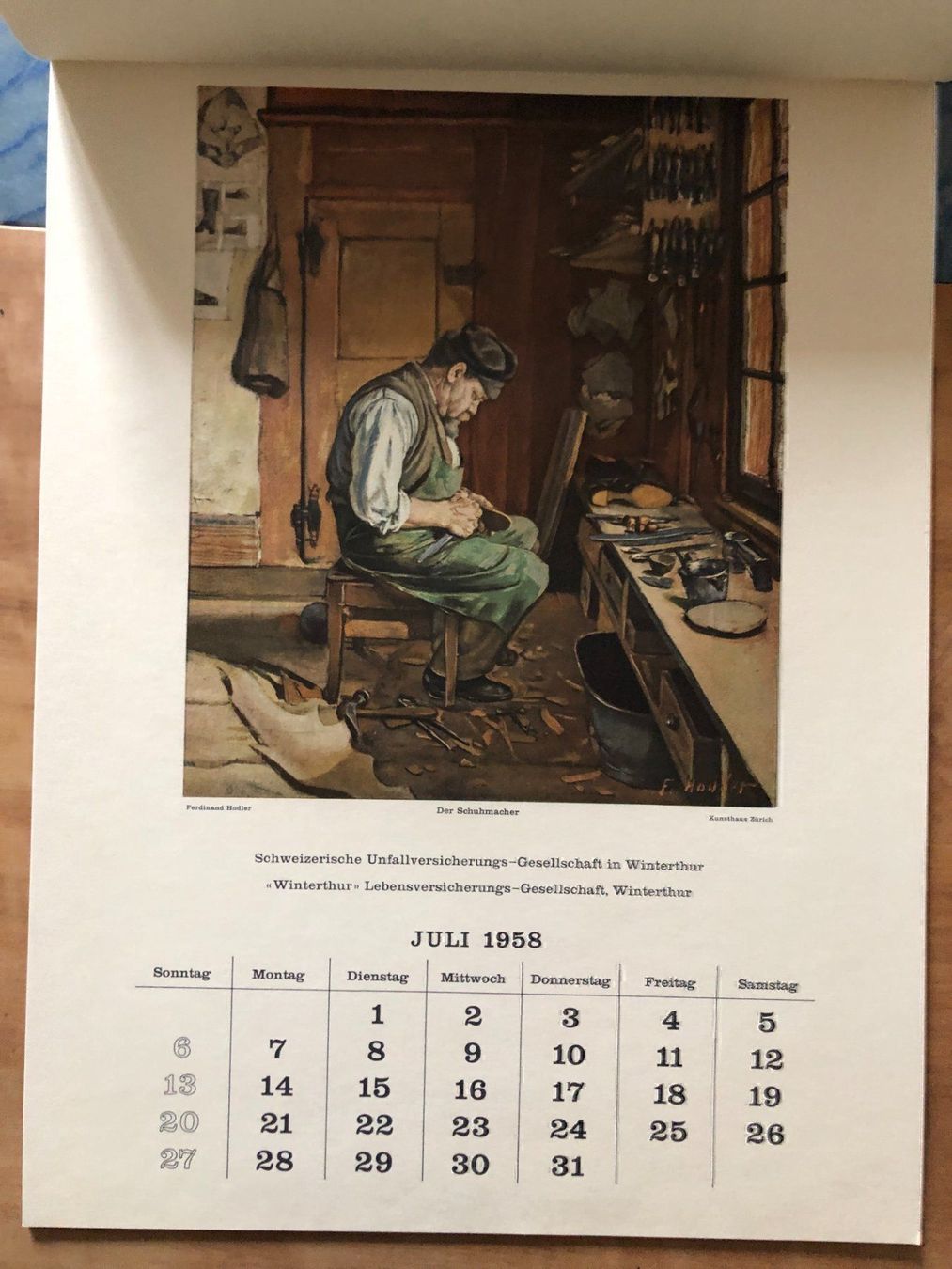 Calendari: Kalender Winterthur Versicherungen 1958 – Usato da Zürich venduto da allp 3