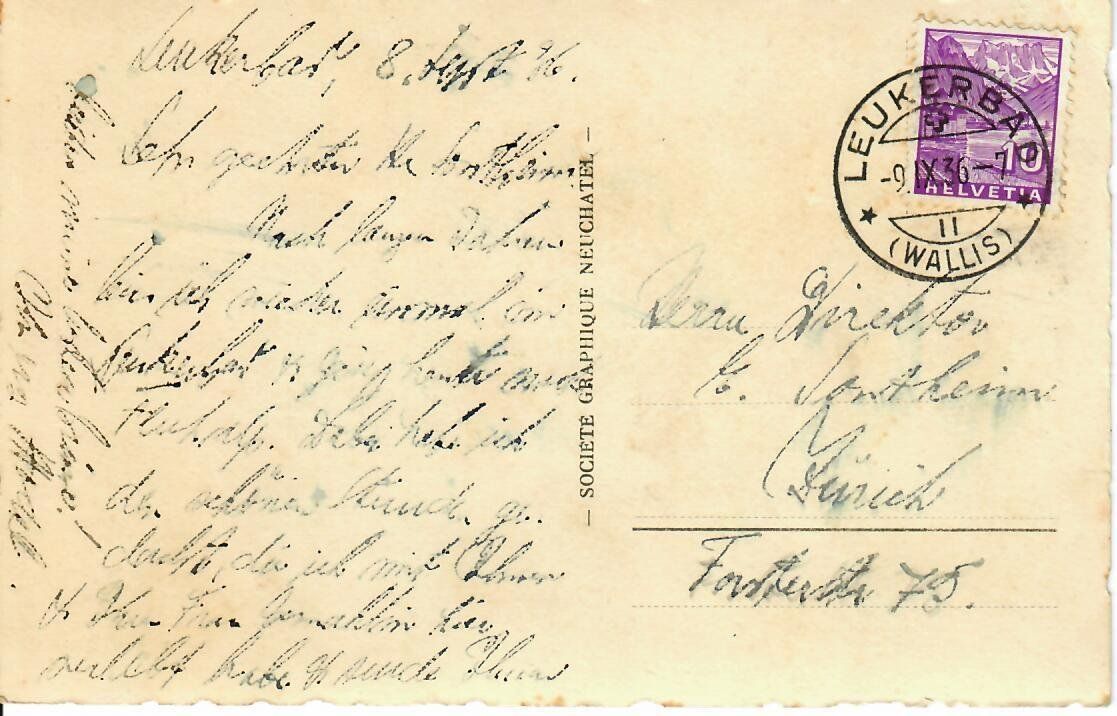 Cartoline postali: Leukerbad 1936 – Usato da Hochdorf venduto da Ziegel-16 1