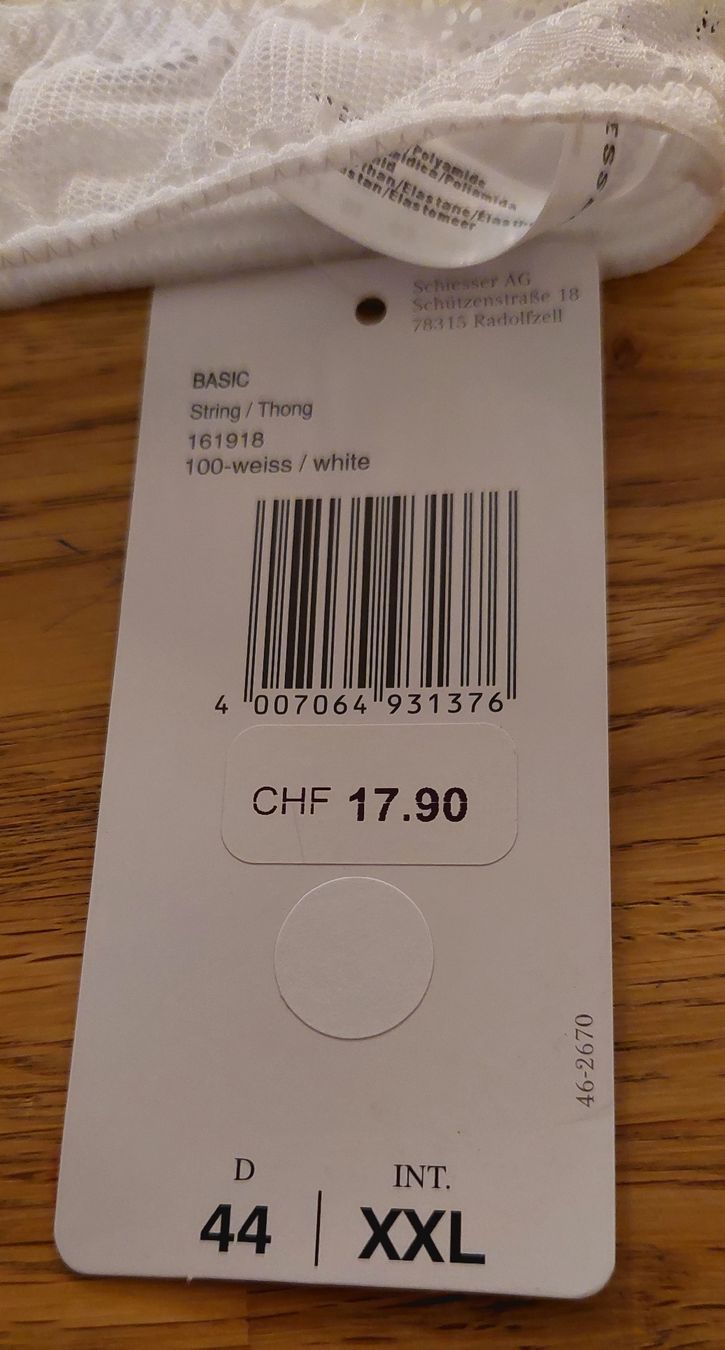 Schiesser Sonstige Unterwäsche: Neu!  Schiesser String Tanga mit Spitze Gr.44 – Neu und originalverpackt aus Zürich von lehmi1 3