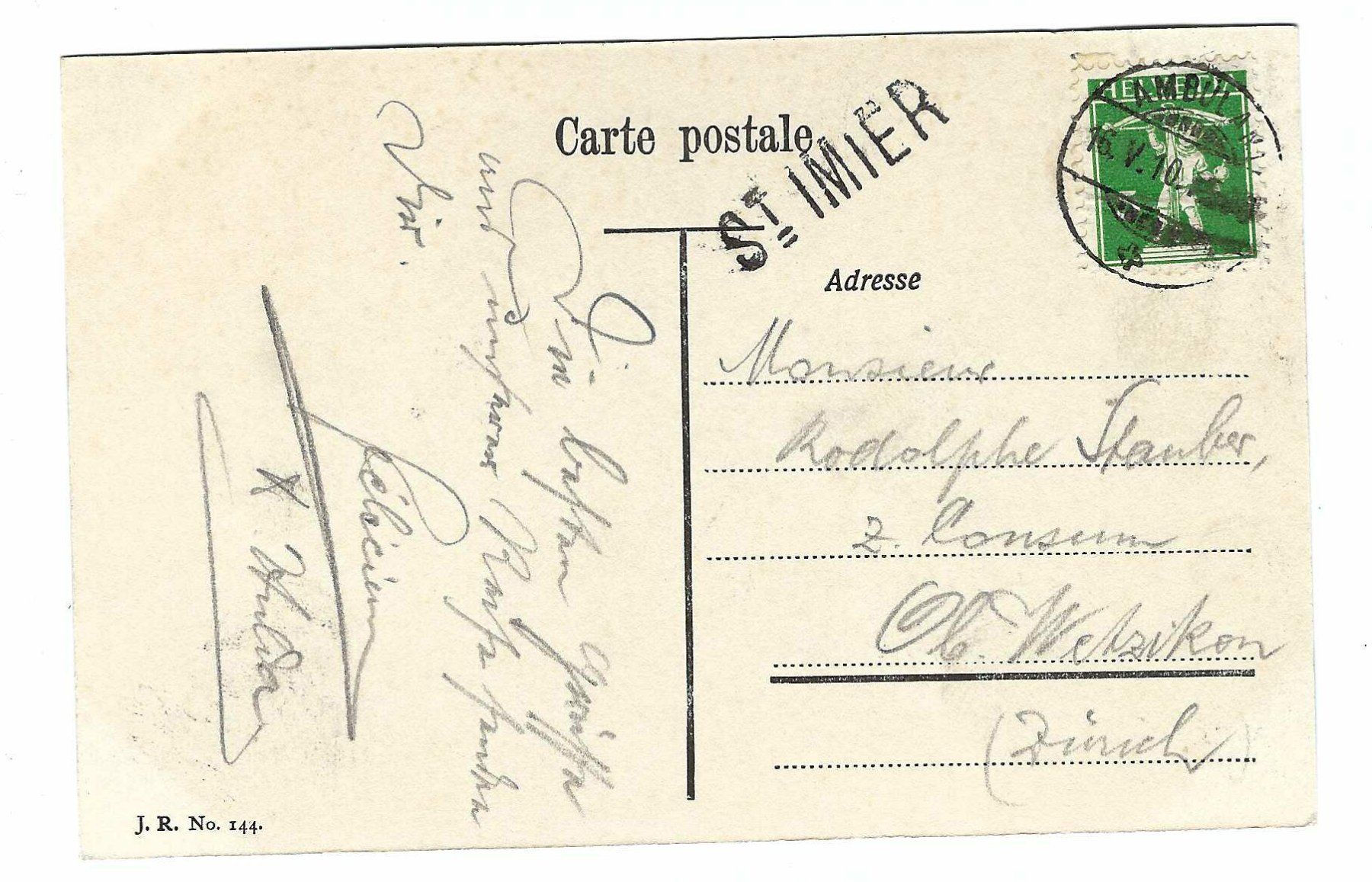 Tutti i francobolli: Stabstempel St. Imier 1910 hu – Usato da Aarau venduto da fussball-fussball