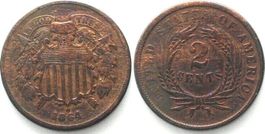 USA 2 Cents 1864 Bronze