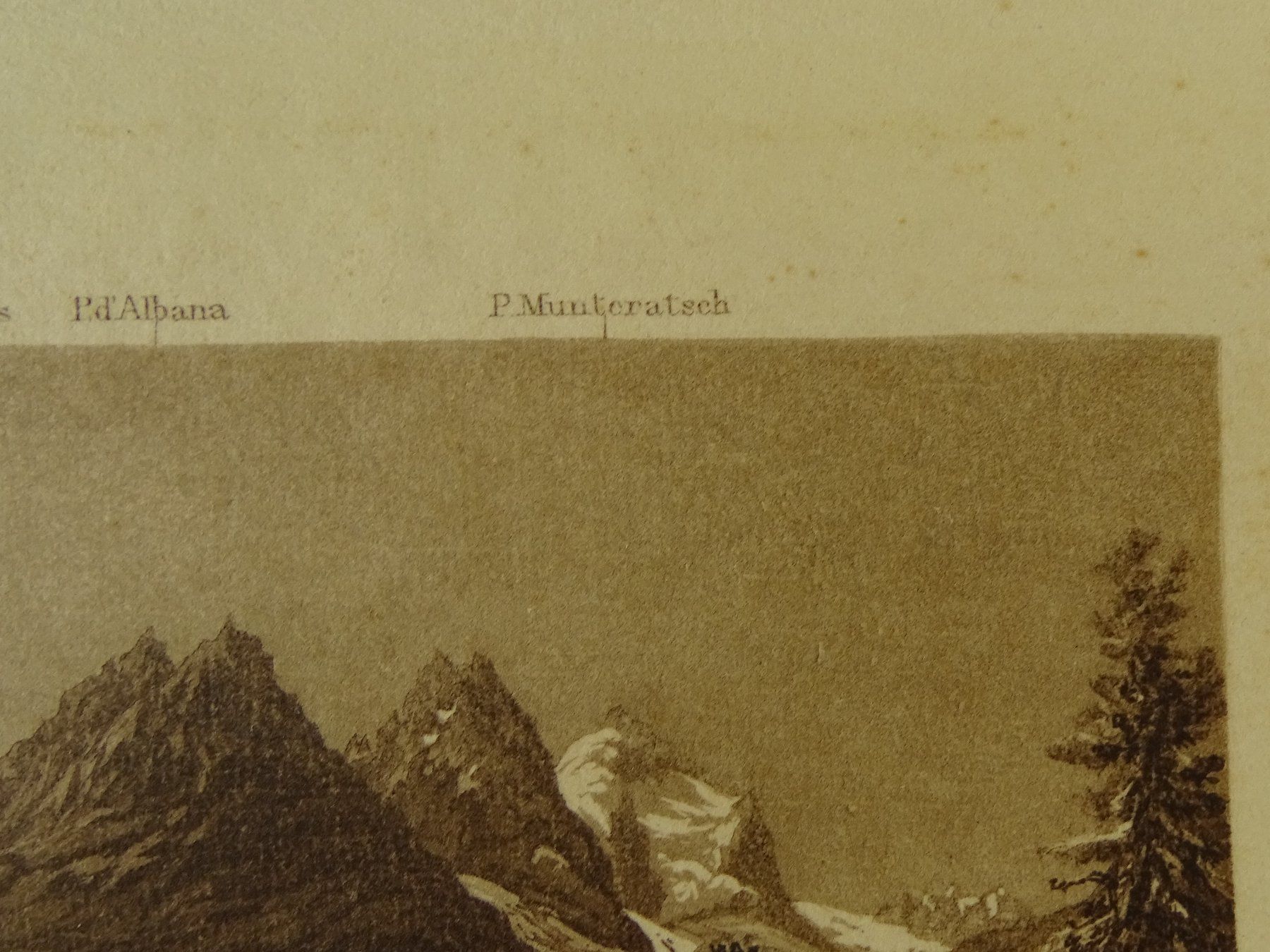Incisioni: CAMPFER, ENGADIN, DIKENMANN AQUATINTA UM 1850 – Usato da Grüningen venduto da Kartensammler 4