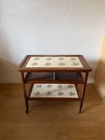 Desserte vintage en bois et céramique  sur roulettes