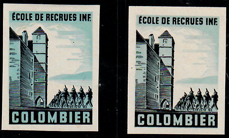 Colombier, grünlich-blau, mit Vergleichsmarke, Wit. 1/2 1