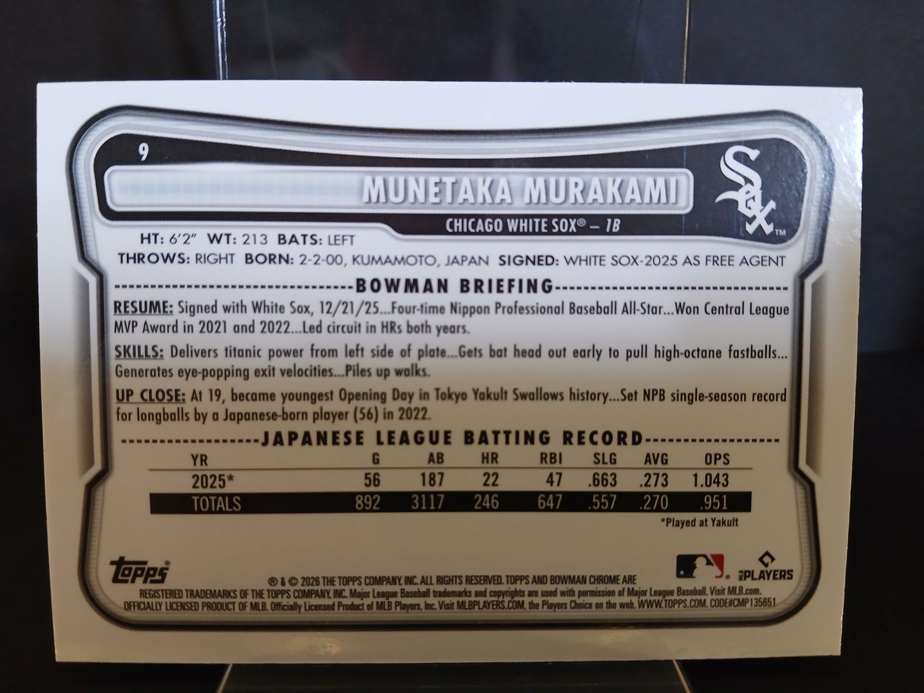 MLB Sammelbilder & Trading cards: Topps 2026 Bowman Munetaka Murakami Mojo Refractor White Sox – Neu (gemäss Beschreibung) aus Schaffhausen von Hariyama 1