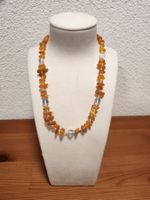 Zahnketteli geknüpft aus Rohbernstein mit Bergkristall 40cm