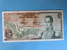 COLOMBIA- Cinco Pesos de Oro 20 Julio 1975 - CORDOBA