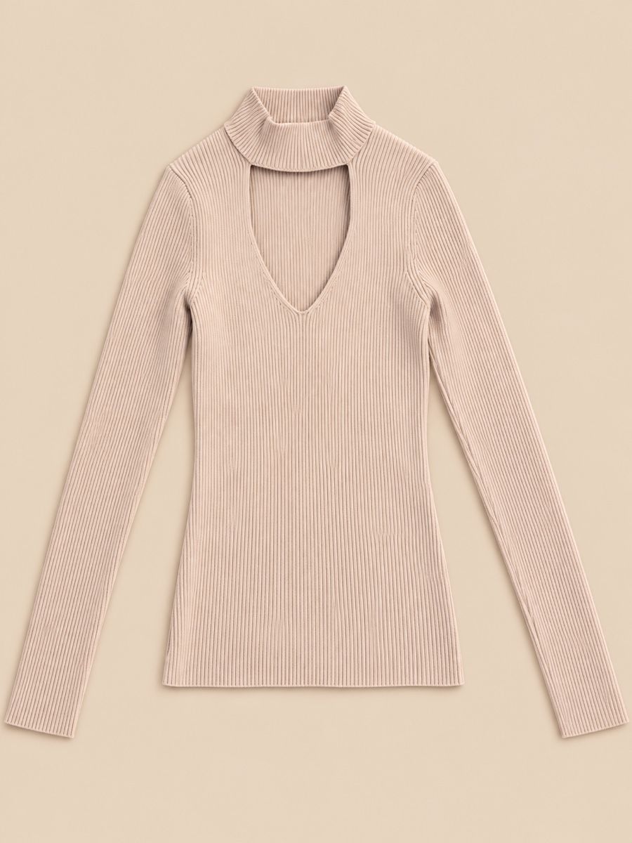 Pullover & Sweatshirts: PULL BEIGE MAUVE CÔTELÉ À COL MONTANT – Neu (gemäss Beschreibung) aus Lausanne von KeNaChic 1