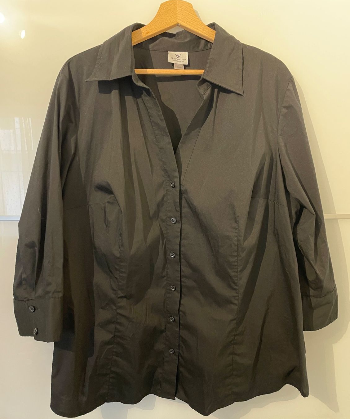 Camicette: Bluse mit 3/4-Ärmel, schwarz, Grösse 2X – Nuovo (secondo la descrizione) da Gümligen venduto da soleil149