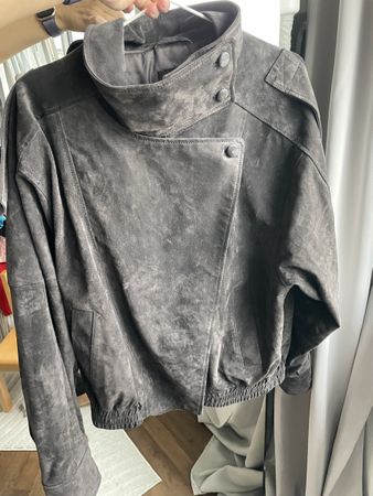 Virale Zara Wildleder Bomberjacke Gr. M in Graphit